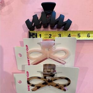 Stylish Bow Hair Claw Clips Set - Black, Pink, Tortoise